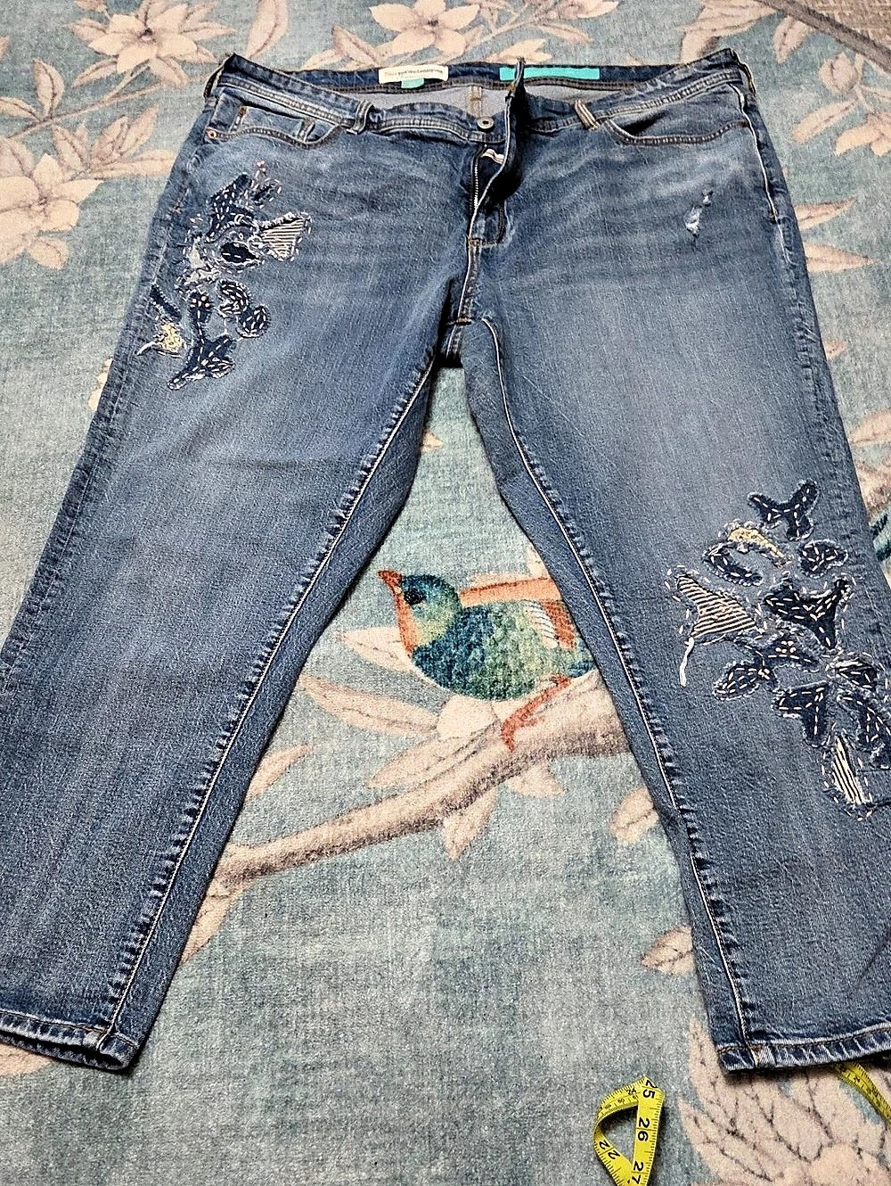 Pilcro & The Letterpress Anthropologie Embroidered Boyfriend Jeans NWOT